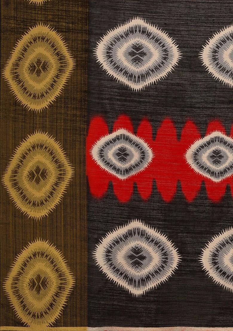 Red Zari Embroidered Poly Blend Saree Set