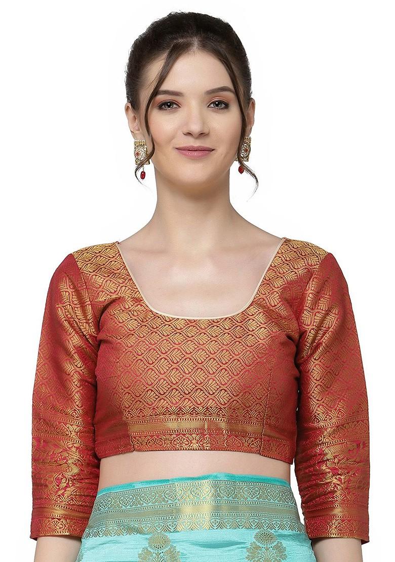 Red Zari Embroidered Silk Saree Set