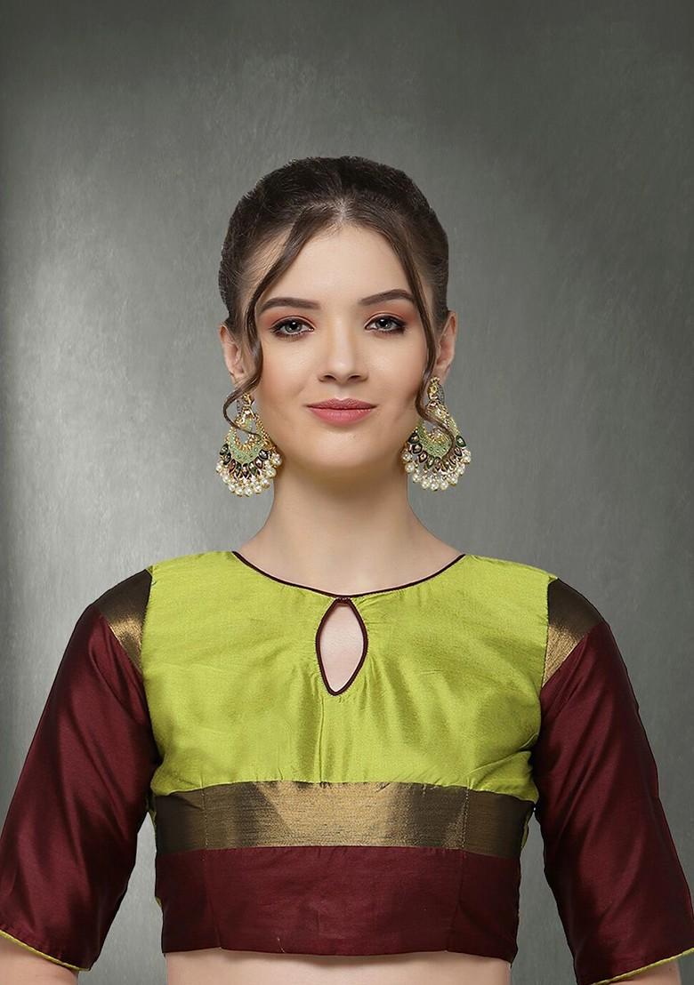 Green Ethnic Motifs Embroidery Silk Saree Set