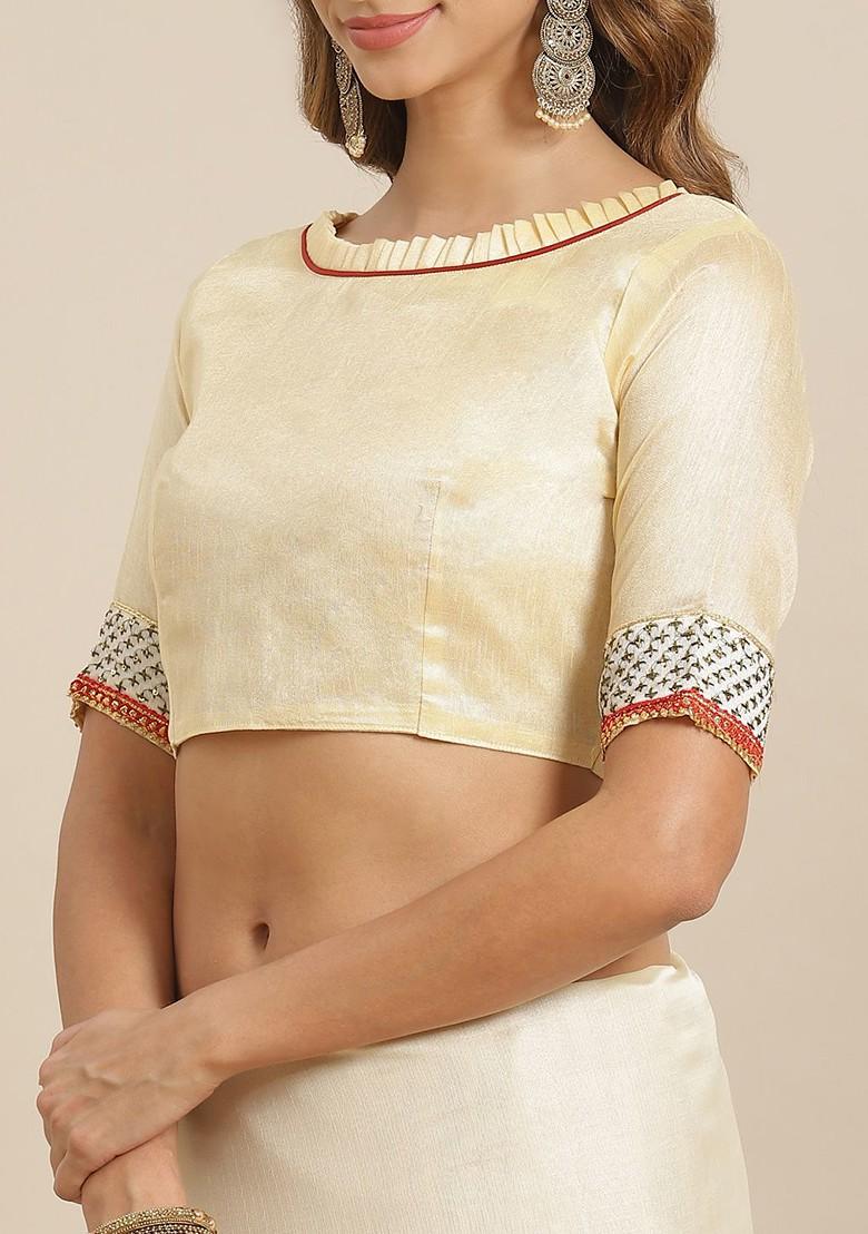 Yellow Ethnic Motifs Embroidery Poly Blend Saree Set