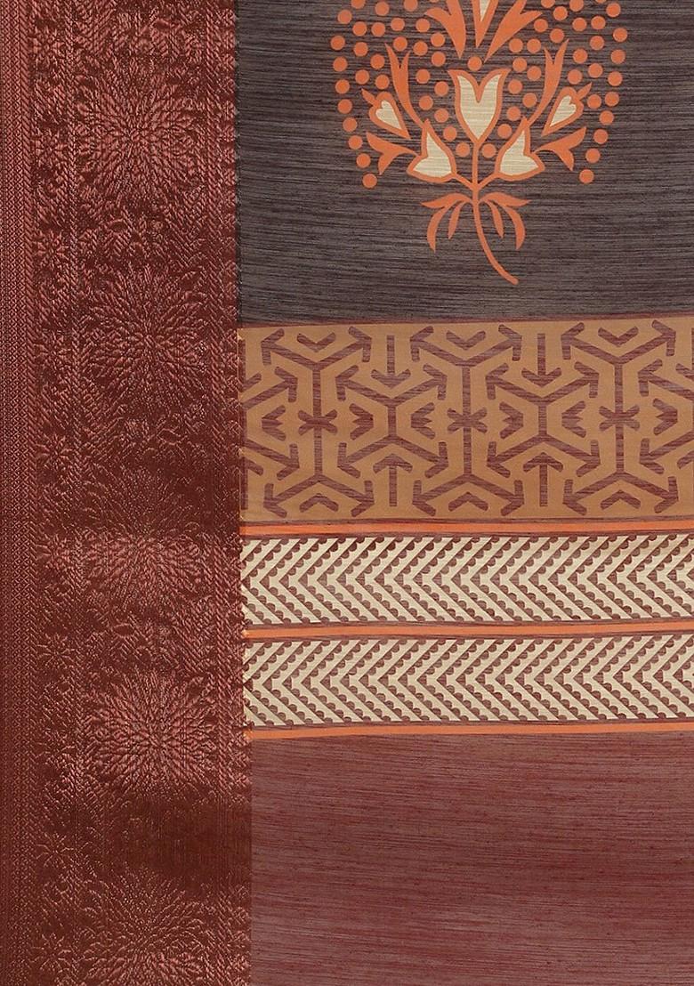 Black Zari Embroidered Poly Blend Saree Set