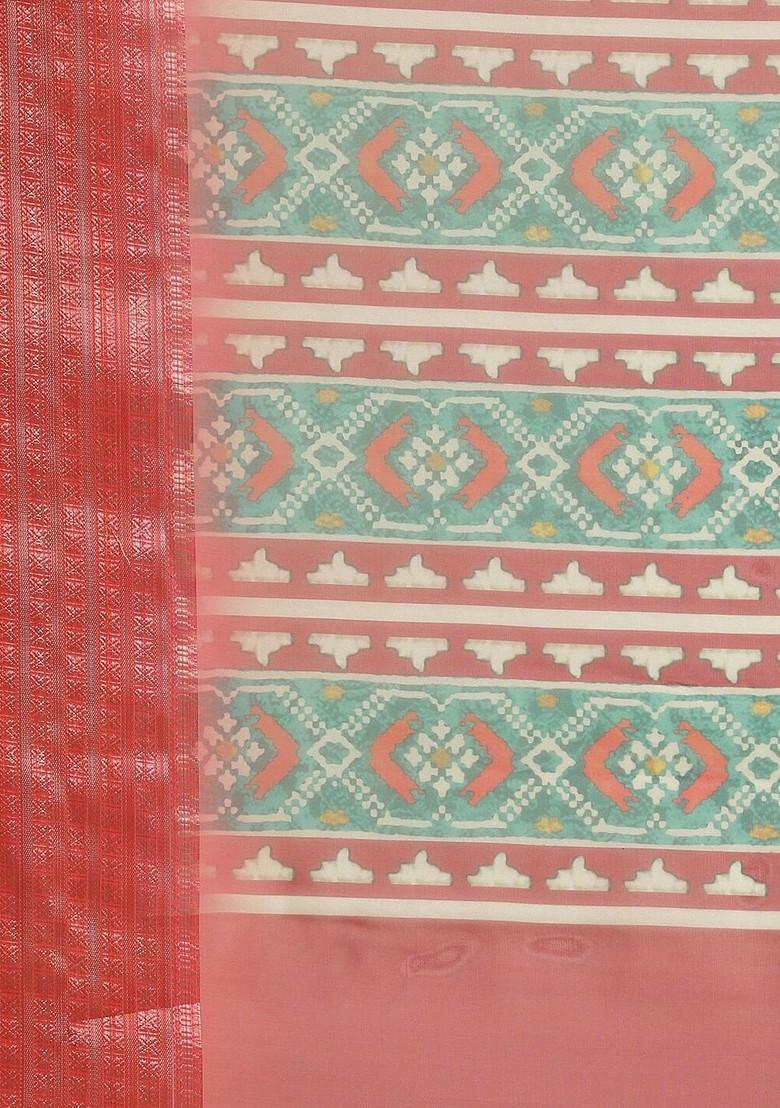 White Zari Embroidered Organza Saree Set