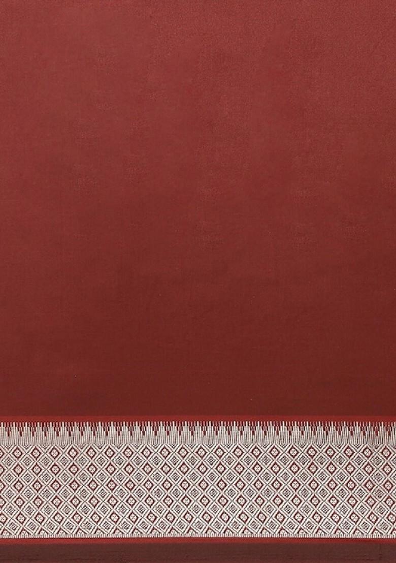 Maroon Zari Embroidered Silk Saree Set