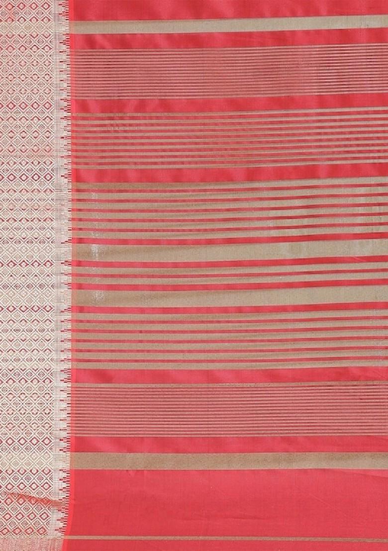 Red Zari Embroidered Silk Saree Set