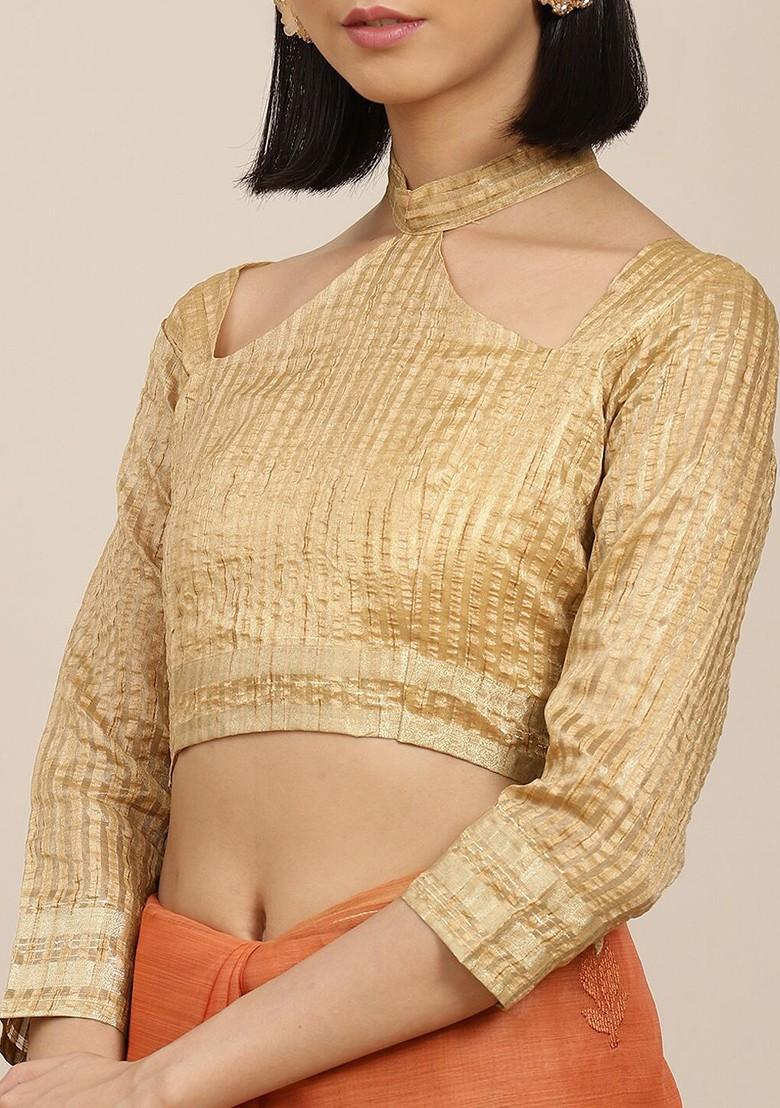 Orange Zari Embroidered Organza Saree Set