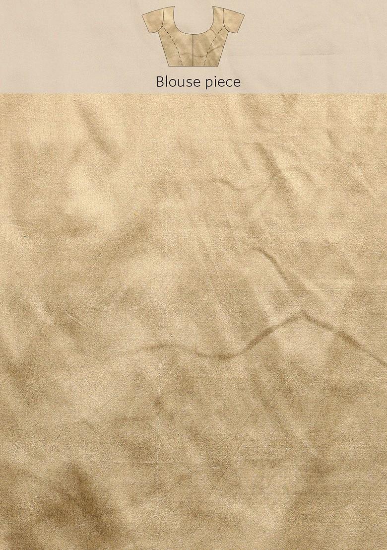 Beige Ethnic Motifs Embroidery Silk Saree Set