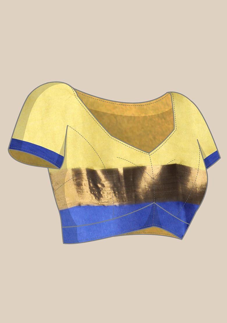 Yellow Ethnic Motifs Embroidery Silk Saree Set