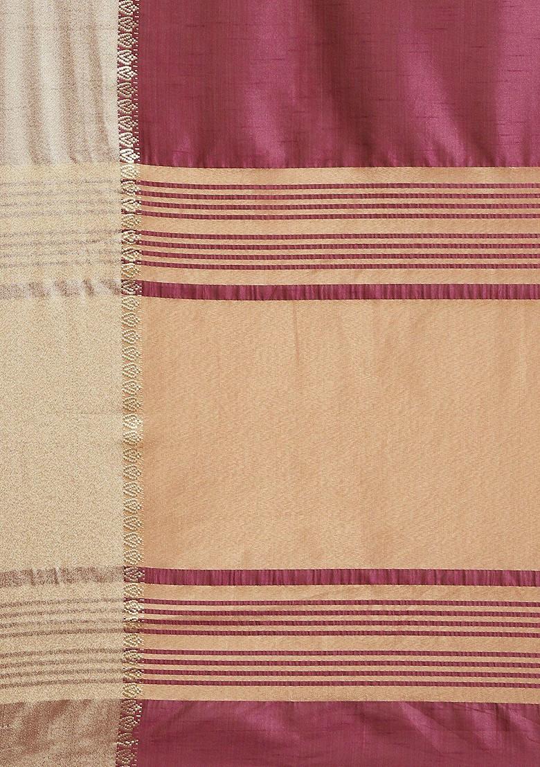 Pink Zari Embroidered Silk Saree Set