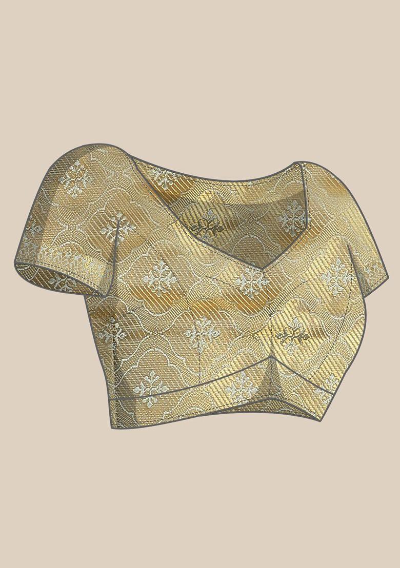 Blue Ethnic Motifs Embroidery Silk Saree Set