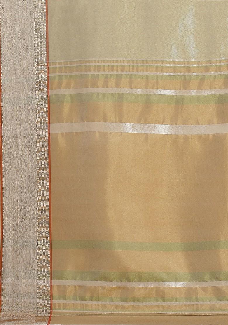 Green Zari Embroidered Poly Blend Saree Set