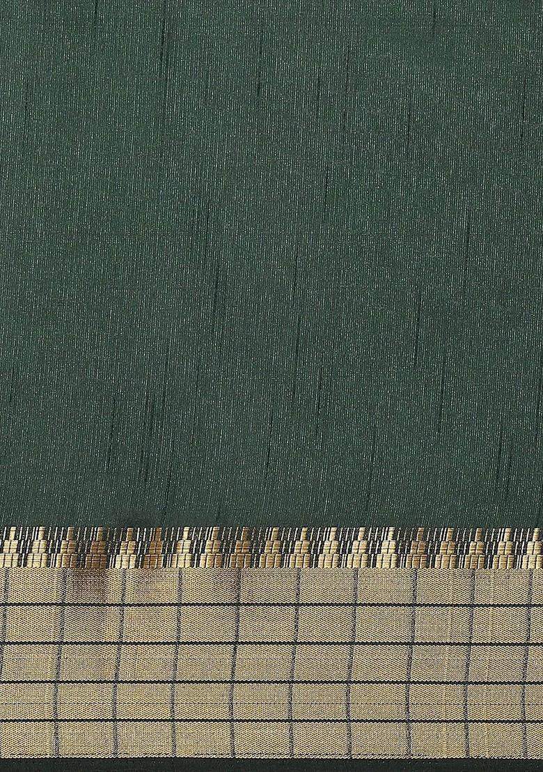 Green Zari Embroidered Silk Saree Set