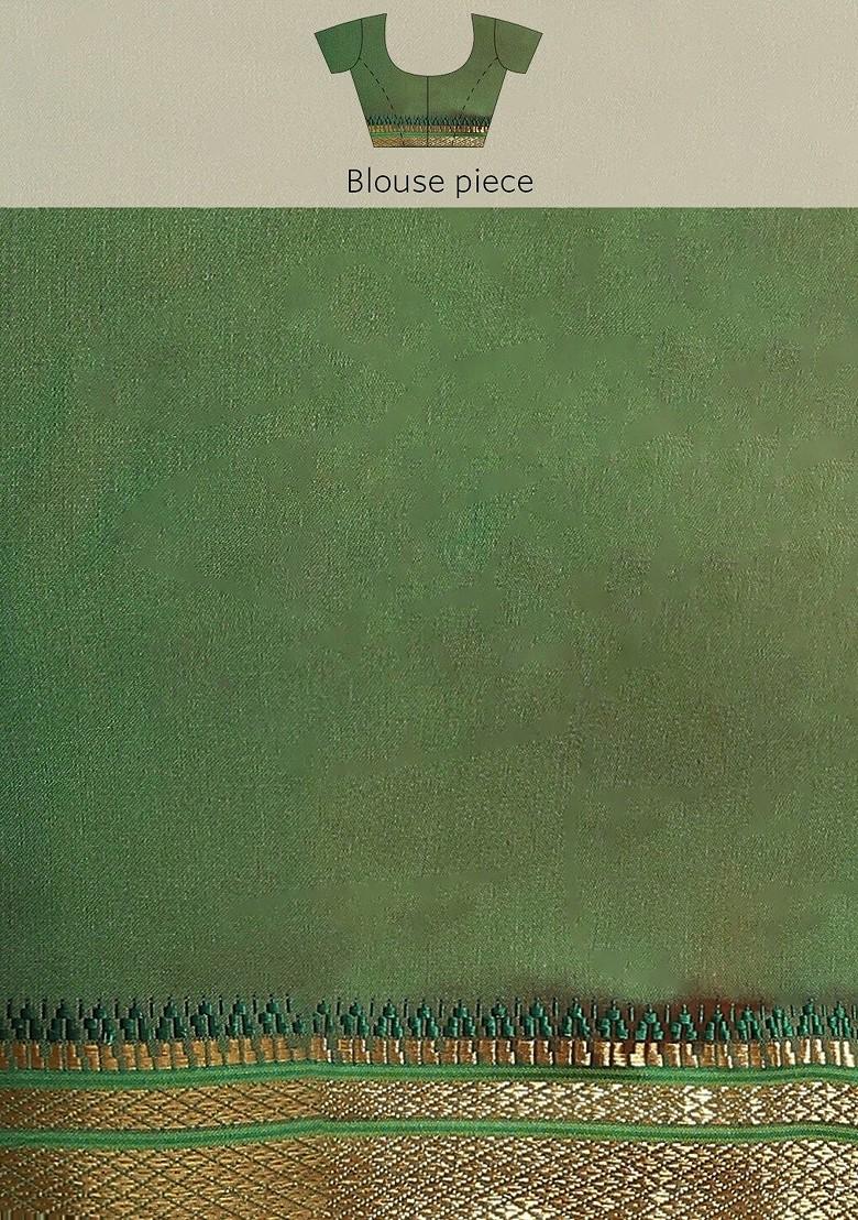 Pink Zari Embroidered Silk Saree Set