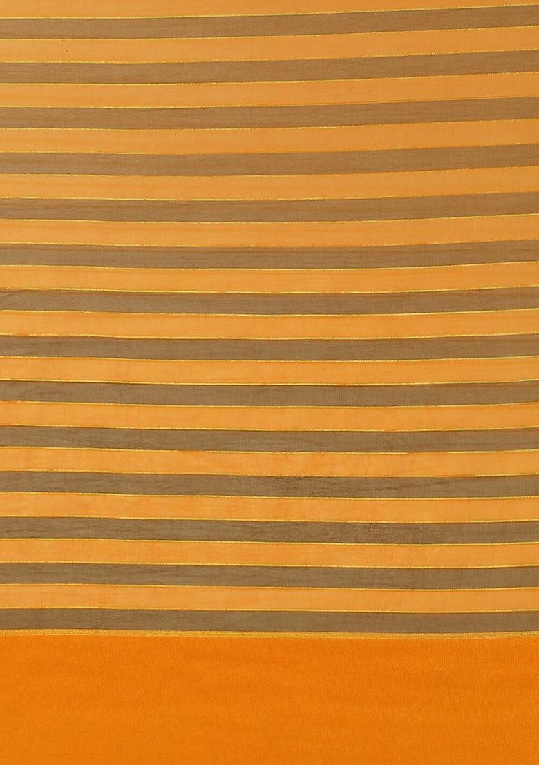 Mustard Zari Embroidered Poly Blend Saree Set