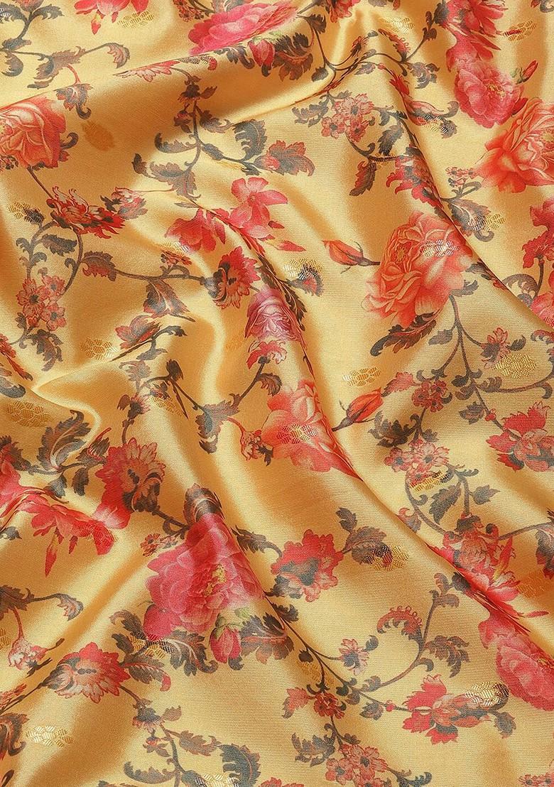 Yellow Zari Embroidered Banarasi Silk Saree Set