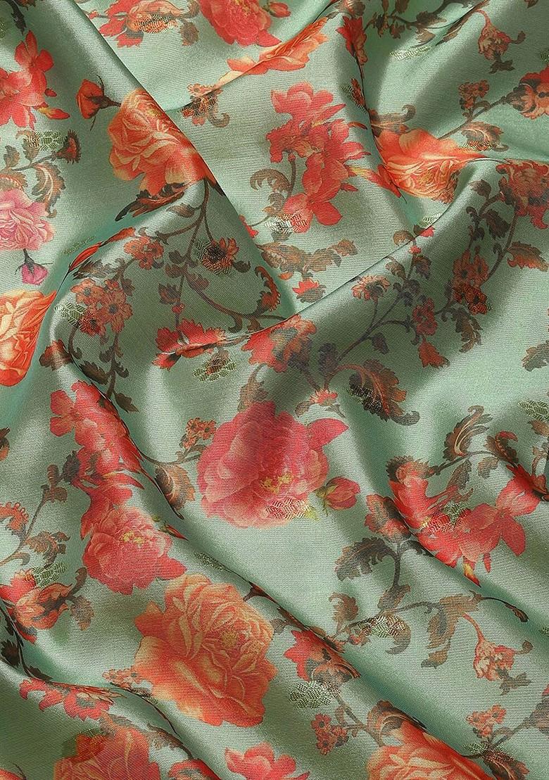 Sea Green Zari Embroidered Banarasi Silk Saree Set