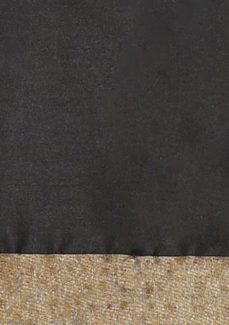 Black Ethnic Motifs Embroidery Silk Saree Set