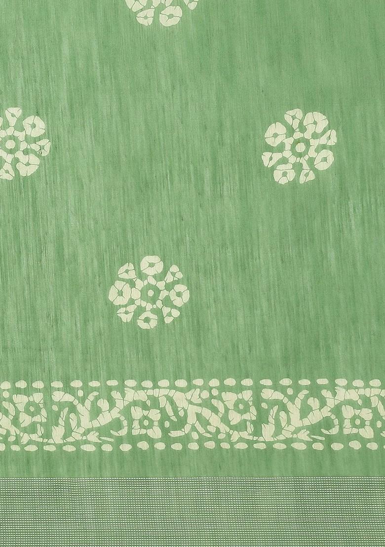 Green Zari Embroidered Poly Blend Saree Set