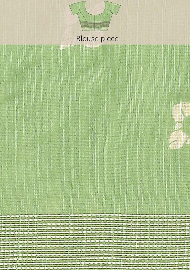 Green Zari Embroidered Poly Blend Saree Set