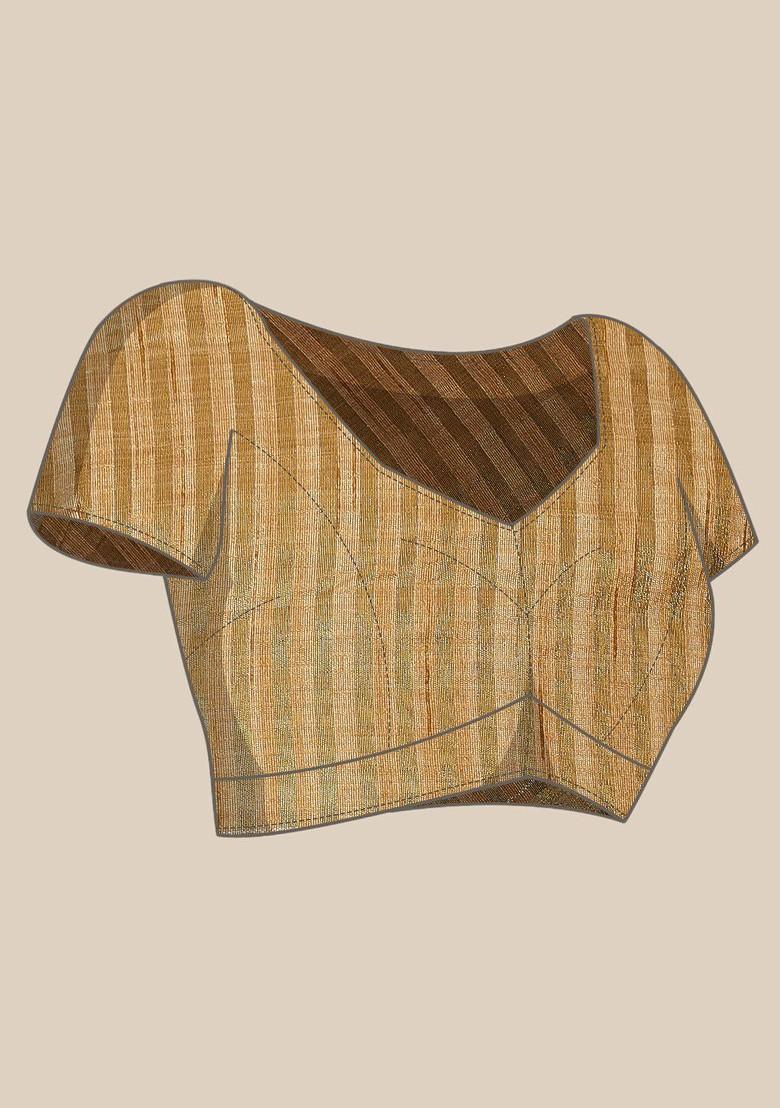 Peach Floral Embroidered Organza Saree Set