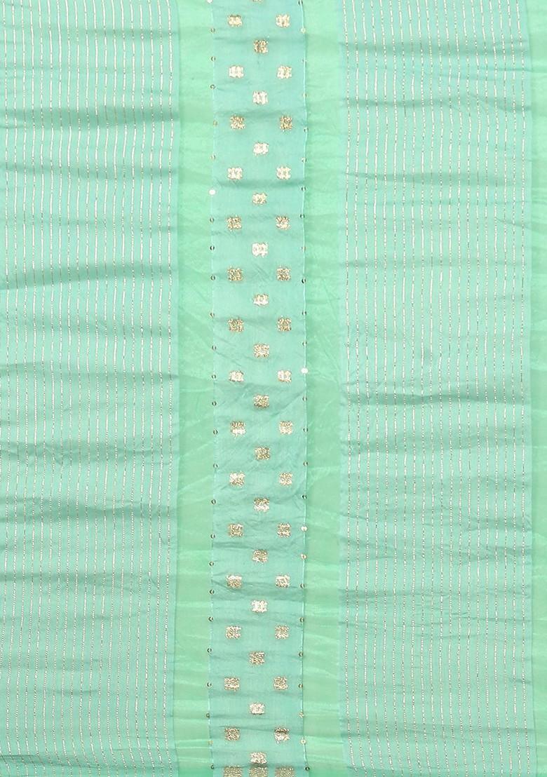 Green Zari Embroidered Banarasi Silk Saree Set