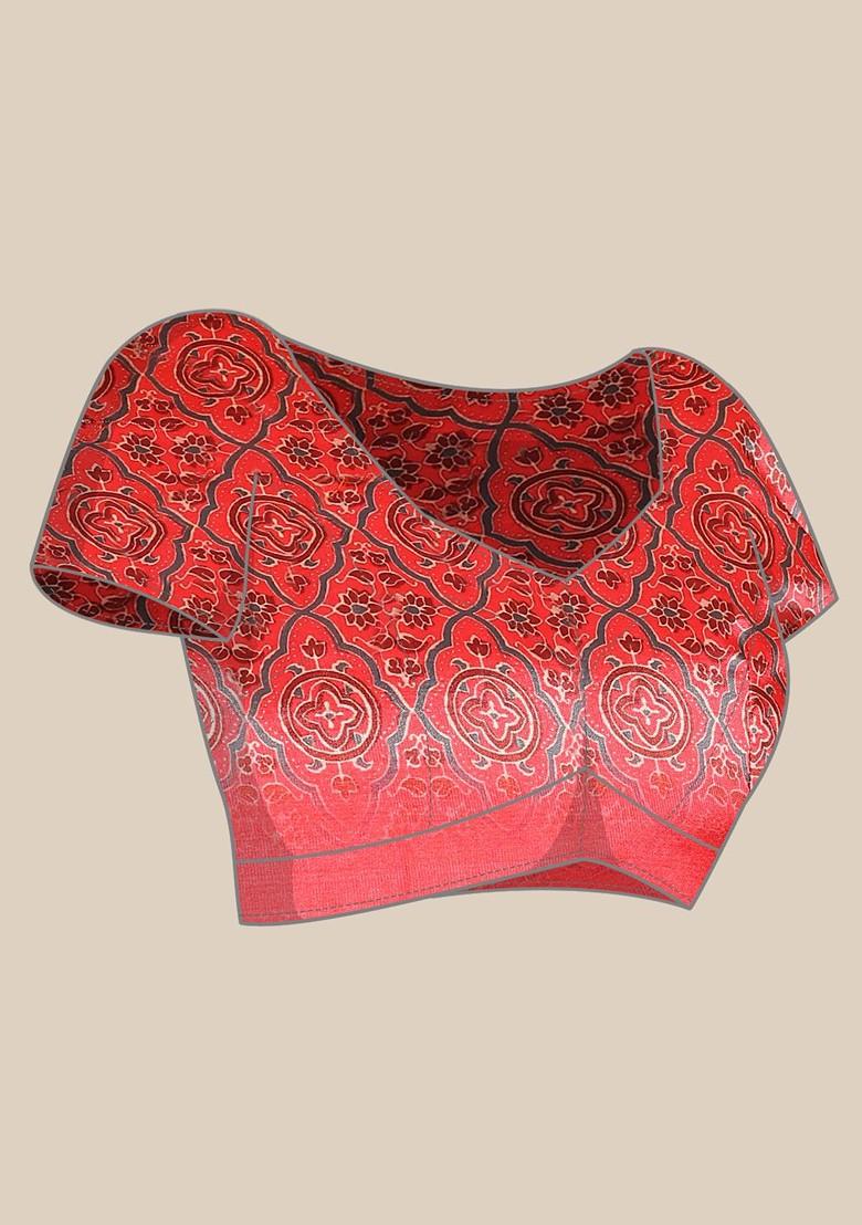 Grey Ethnic Motifs Embroidery Silk Saree Set