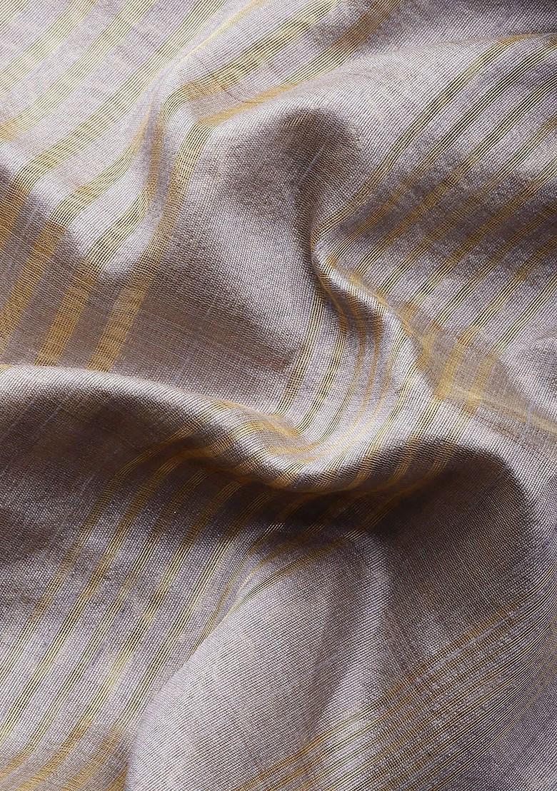 Grey Embroidered Silk Saree Set