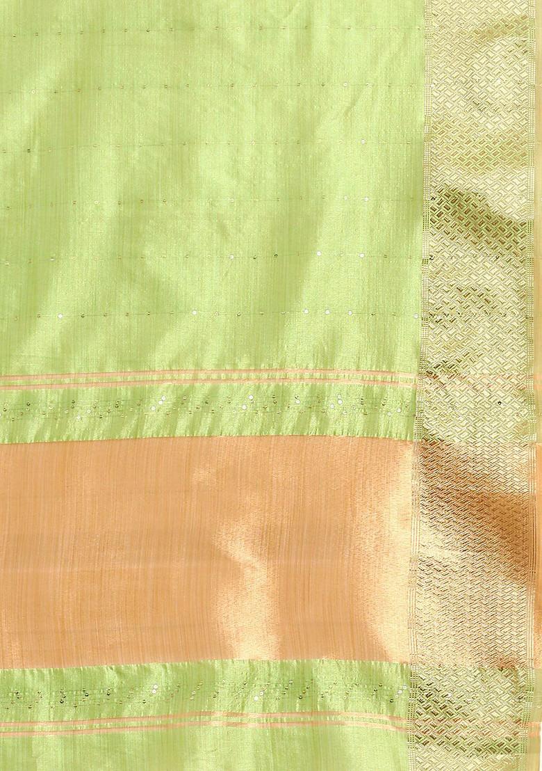 Sea Green Sequin Embellished Silk Saree Set