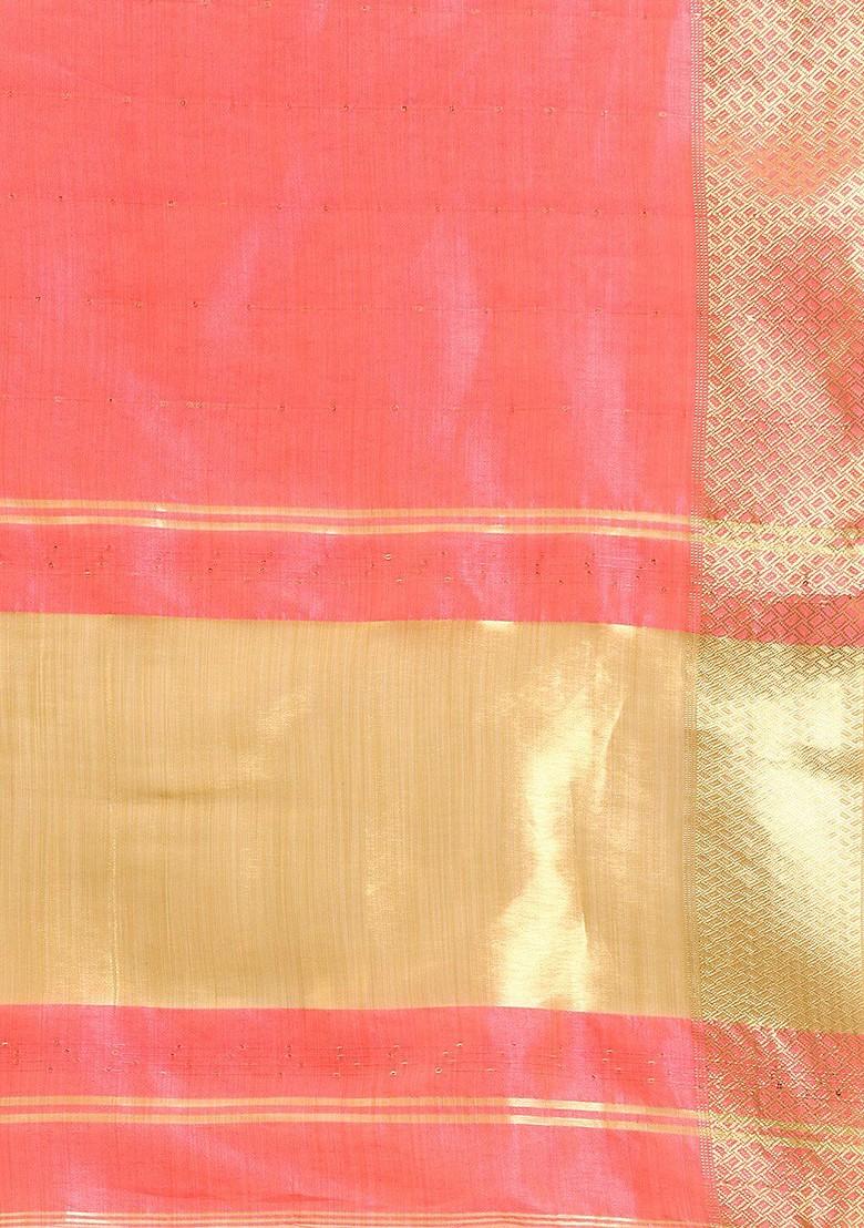 Pink Sequin Embellished Silk Saree Set