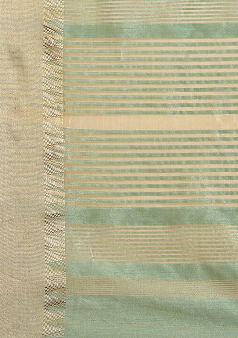 Green Zari Embroidered Poly Blend Saree Set