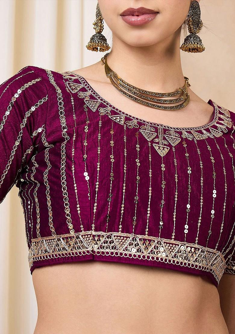 Burgundy Sequin Embroidered Georgette Saree Set
