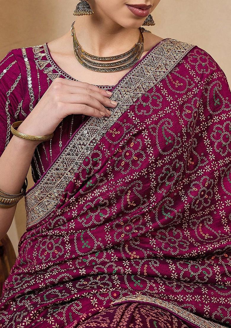 Burgundy Sequin Embroidered Georgette Saree Set