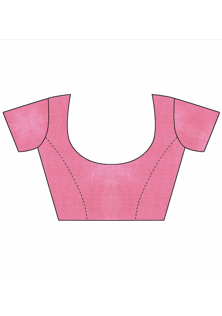 Pink Embellished Organza Saree Set