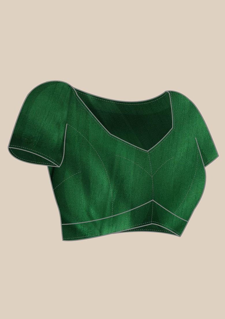 Green Printed Organza Saree Set