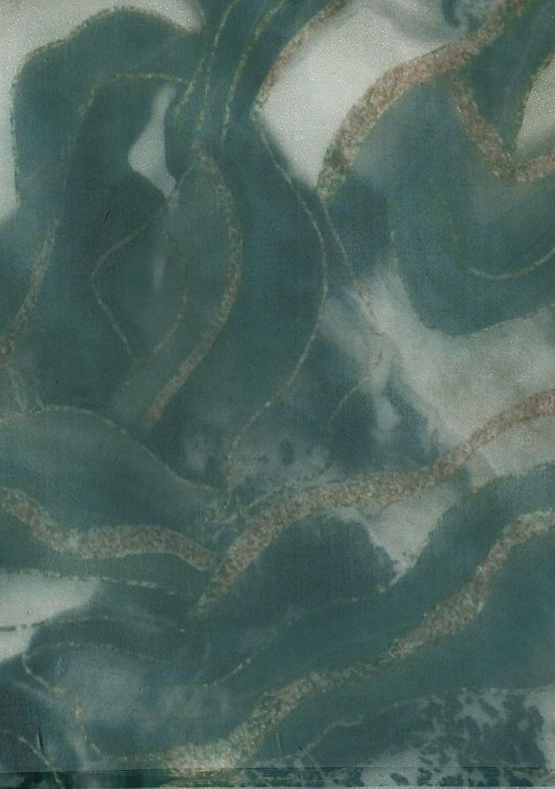 Green Solid Organza Saree Set