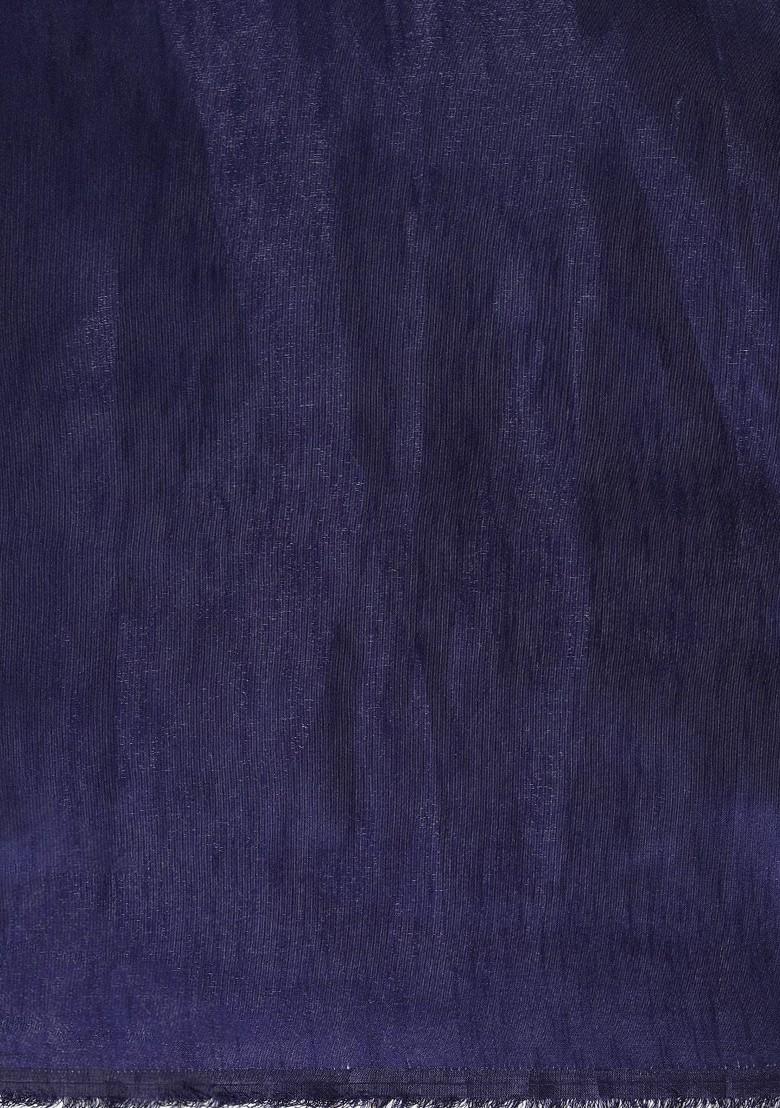 Off White Solid Organza Saree Set