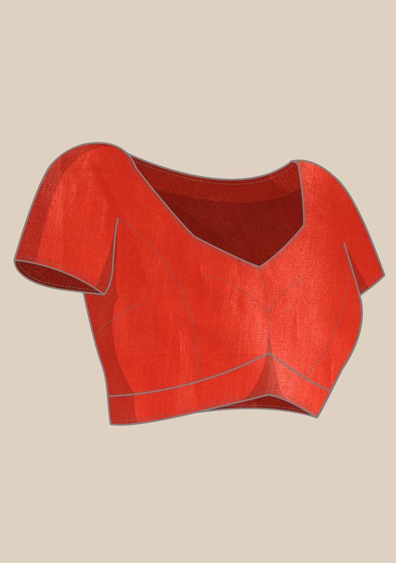 Red Bandhani Print Organza Saree Set