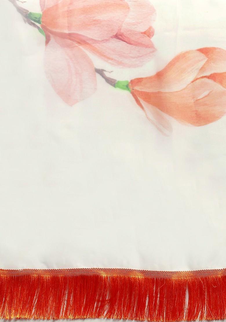 Off White Printed Organza Saree Set