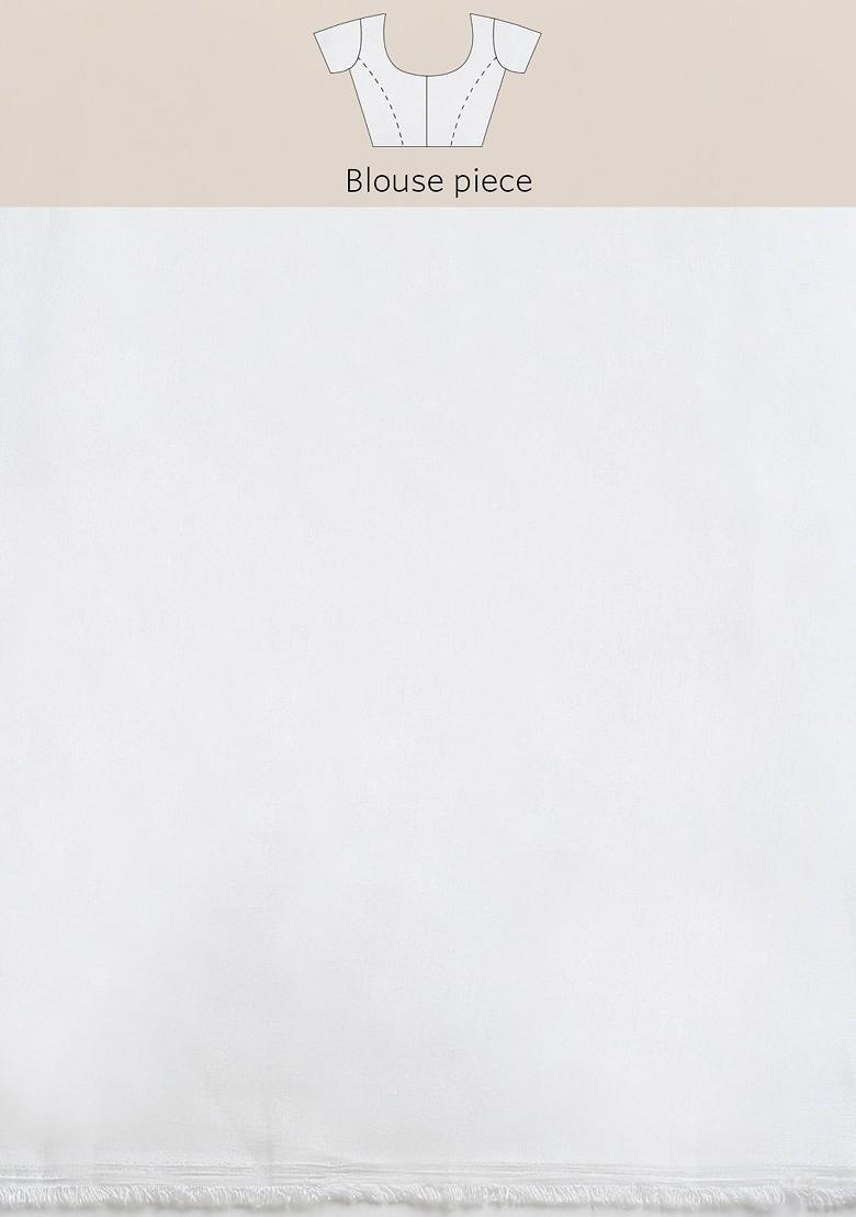 Peach Printed Organza Saree Set