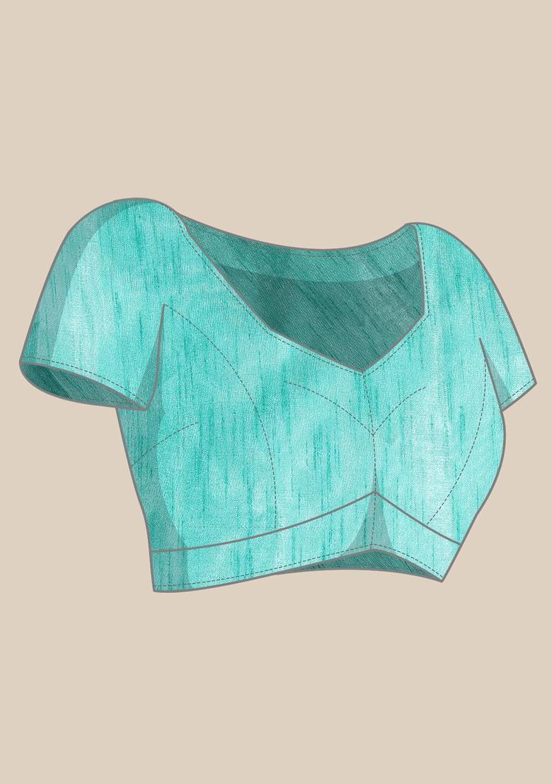 Blue Tie And Dye Organza Saree Set