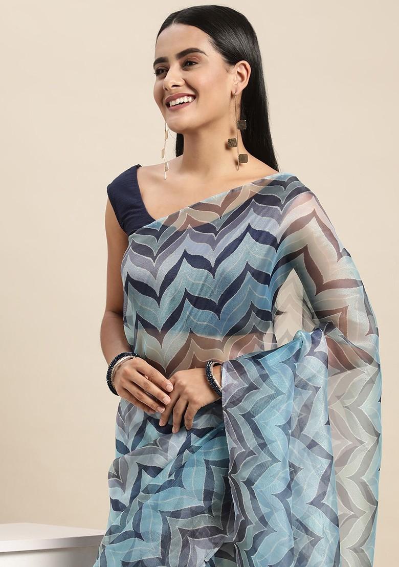 Green Solid Organza Saree Set