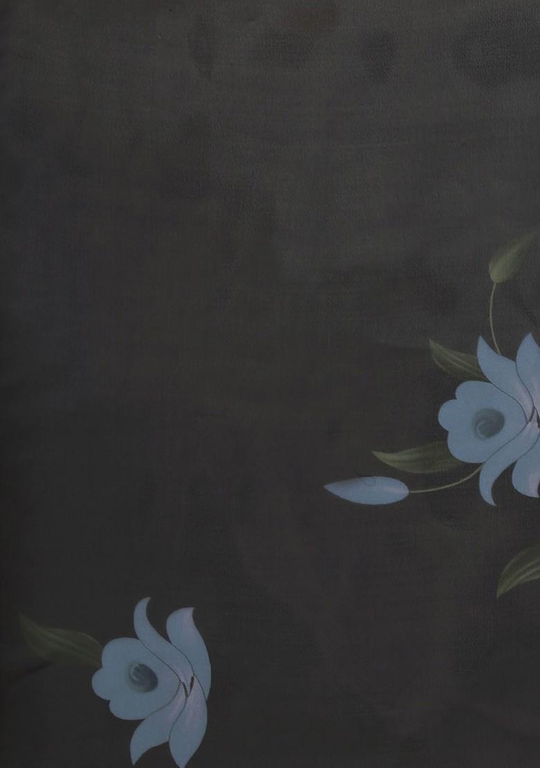 Black Printed Organza Saree Set