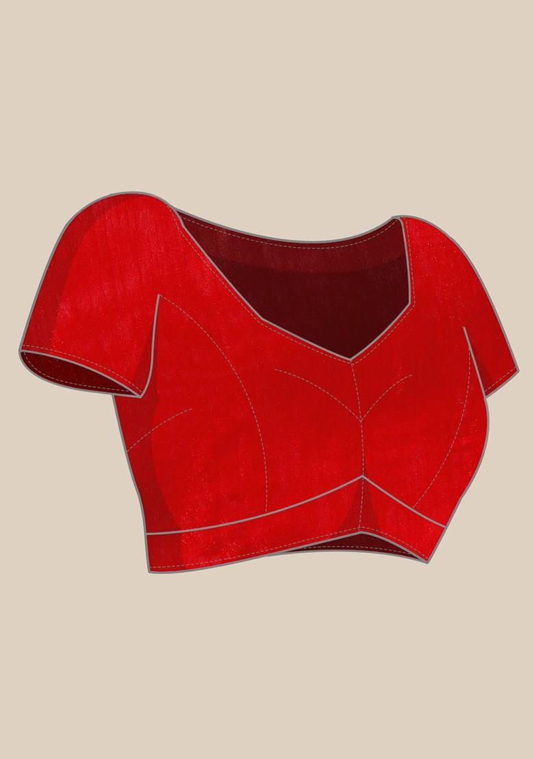 Pink Printed Poly Blend Saree Set