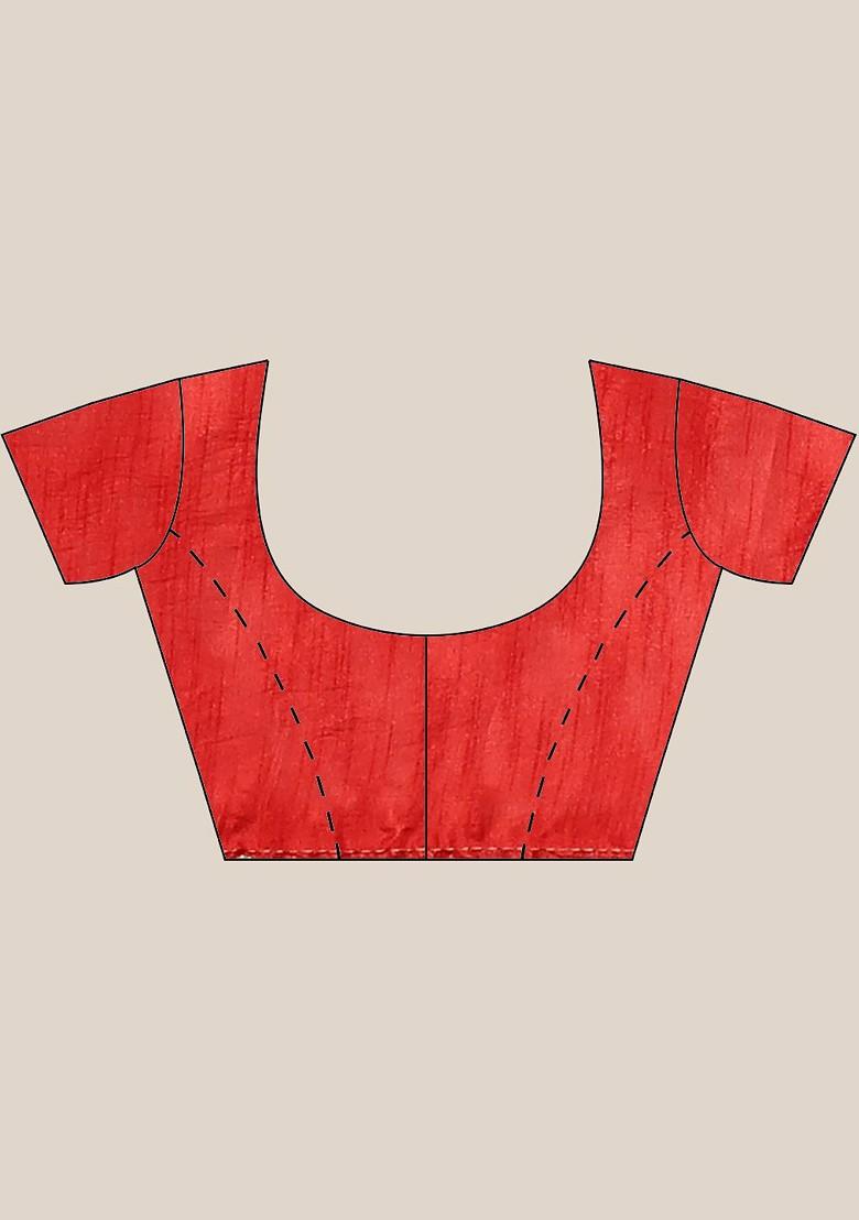 Olive Block Print Organza Saree Set