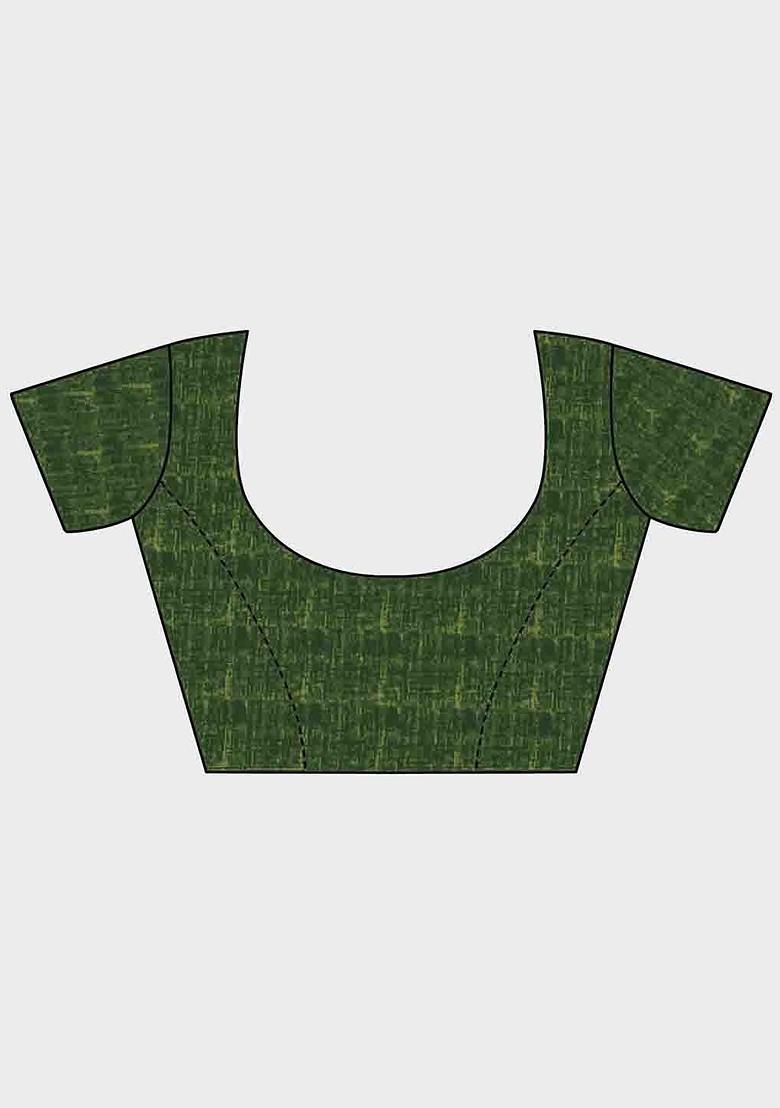 Green Zari Embroidered Organza Saree Set