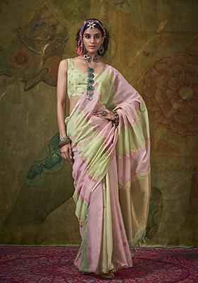 Light Green Weaving Cotton Saree Set