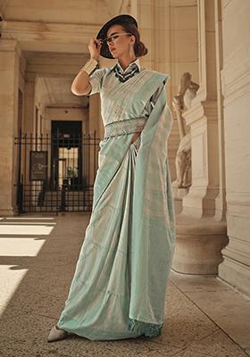 Sea Green Weaving Silk Saree Set