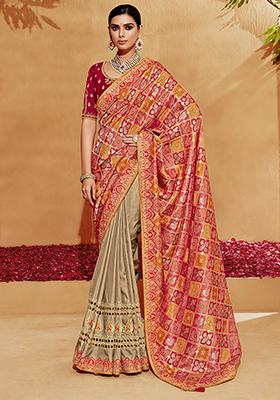 Red Embroidered Silk Saree Set