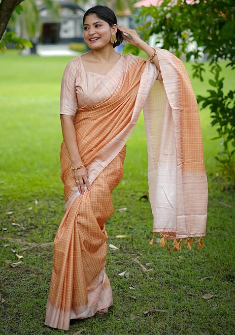 Mustard Yellow Printed Silk Saree Set