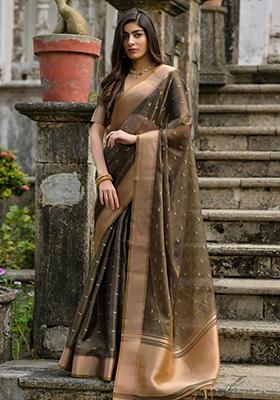 Coffee Weaving Silk Saree Set