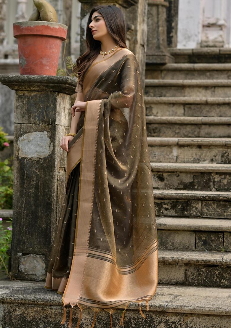 Coffee Weaving Silk Saree Set